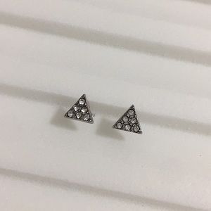 Silver diamond triangle earrings